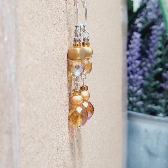 NEW BOHEMIALIZ earrings 689gldn#mfs Czech golden dangle earrings fairy earrings - Picture 3 of 6